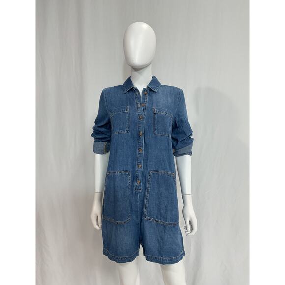 Hatch Collection 'The Denim' Blue Utility Romper Size 0 - NWT - Picture 2 of 5